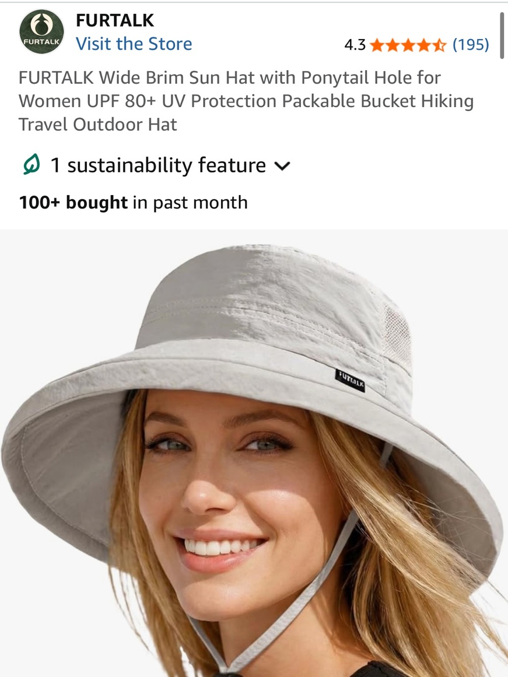 NWT unopened! | FURTALK Wide Brim Sun Hat with Ponytail Hole Packable